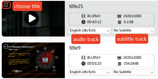 choose titles and tracks