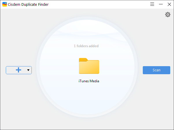 a screen showing the iTunes Media folder and a Scan button on the right side of it