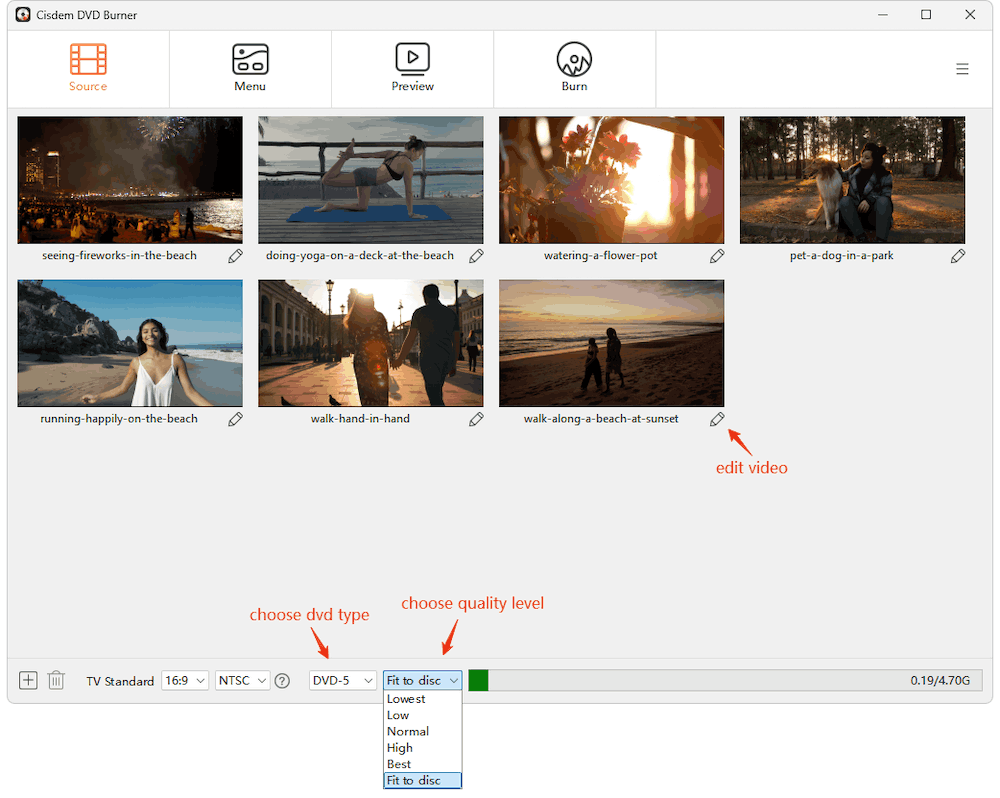 upload video source to dvd for burning with cisdem