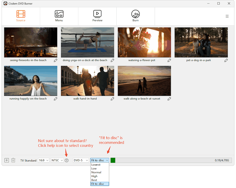 upload video source to dvd for burning with cisdem