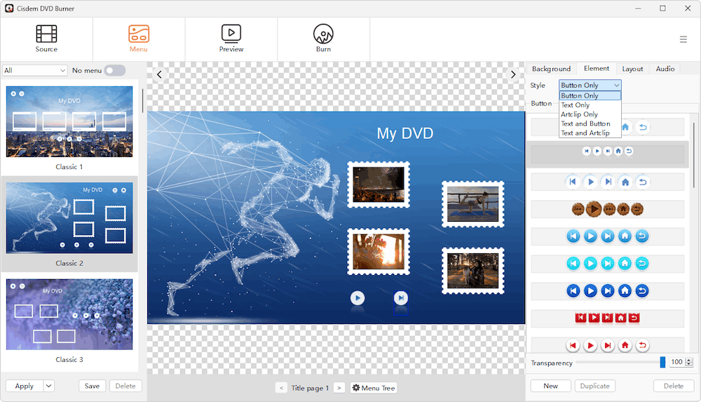choose a dvd menu with cisdem