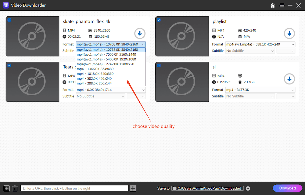 choose output quality